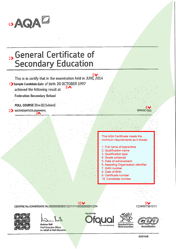 gcse certificate template